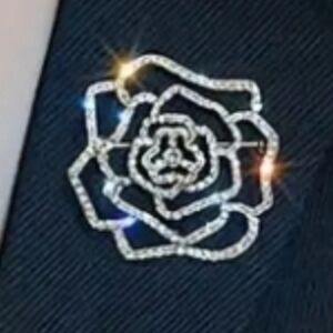 Sparkling Camelia Brooch, 1.57", Silver